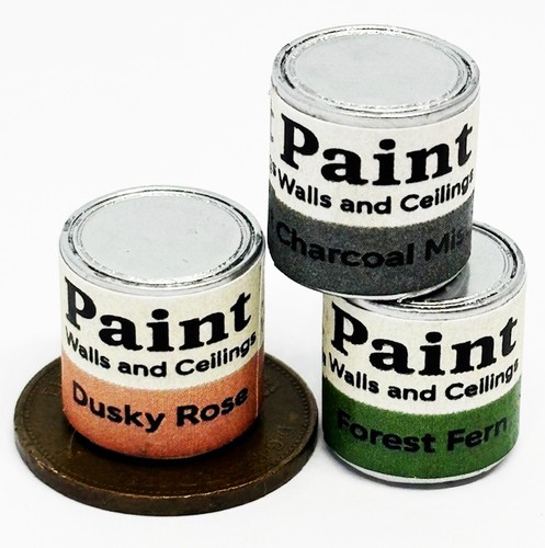 Dolls house paint tins - house,