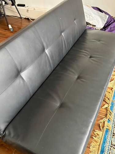 Black faux leather futon - black, sofa