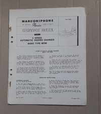 Marconiphone  3-Speed  48700 Automatic Record Changer  Service Data