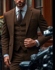 Men's High-End Herringbone Suit Three-Piece Set, Inclu