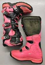 USED IN GOOD CONDITION FOX COMP 5 PINK WOMENS/GIRLS MOTOCROSS BOOTS SIZE 36 UK3