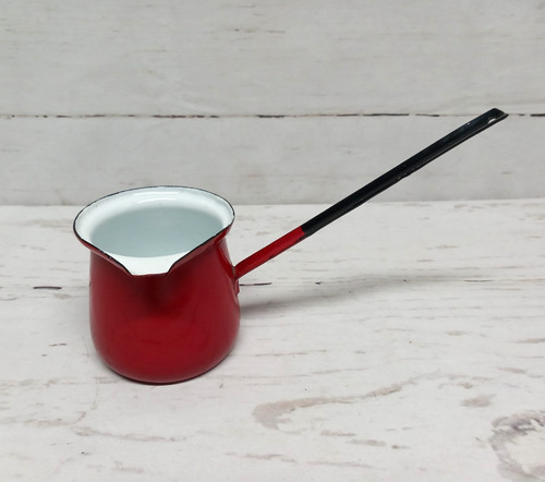 Vintage red enamel pouring - pouring, jug
