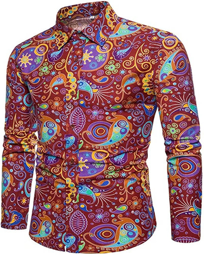Vintage 70s floral disco shirt - floral,