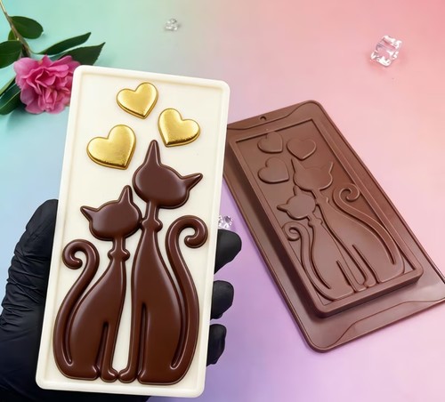 Cat couple silicone chocolate - cat,