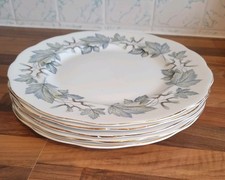 Royal Albert Silver Maple Bone China Dinner Plates Set of 5 Leaf Pattern