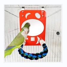 Bird Mirror with Rope Perch