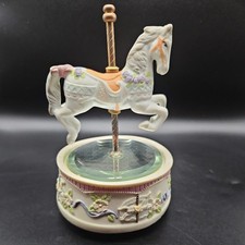 Vintage Musical Mirrored Spinning Carousel Horse 