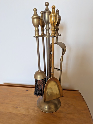 Brass fireside companion set - companion, 4
