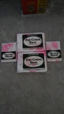 VTG 1970'S BRENTFORD NYLONS WHITE&PINK FLORAL 2 FLAT SHEETS 90 X 104"&2 P.CASES