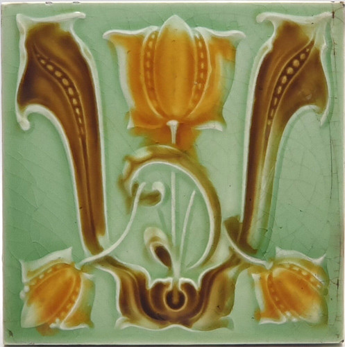 Art nouveau fireplace majolica - art,