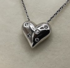 Tiffany & Co. Platinum Etoile Five Diamond Dots Heart Necklace REDUCED 