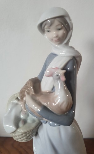 Lladro girl with cockeral - , cockeral"