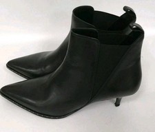 HUSH LADIES UK 8 Munro Studded Boots Black/Silver Kitten Heel Pre-Loved In Box