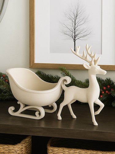 Printed white reindeer - printed,