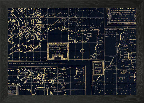 Greece old vintage map - , framed