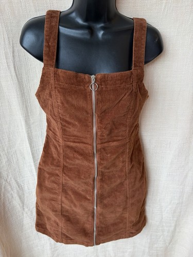 Brown cord pinafore dress size - brown,