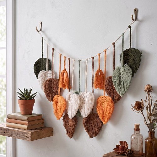 Boho leaf wall hanging - wall,