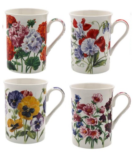 Assorted flower coffee mugs - 4,