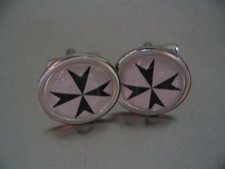 MALTESE CROSS MASONIC NEW CHROME FINISH CUFFLINKS