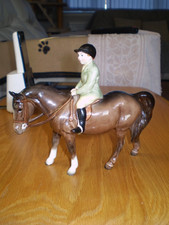 Beswick Boy on Pony model No 1500 brown Gloss Pony.