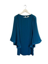 Monsoon New Blue Dress Win Jersey Cape Sleeve Pleated RRP £85 Size 8 