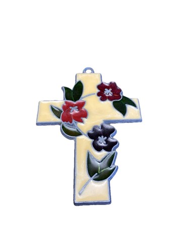 Stained glass cross suncatcher - glass,