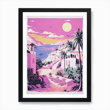 Ibiza In Risograph Style 1 Art Prin Framed Wall Art Poster Canvas Print Picture