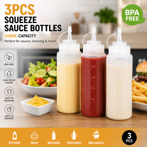 3pcs 240ml plastic clear - 240ml,