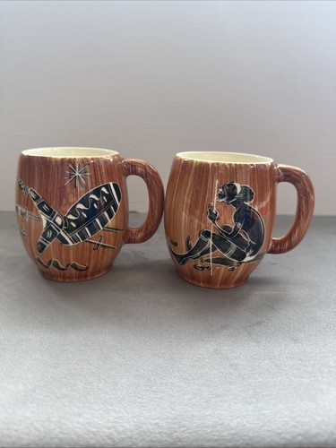 Vtg pair hand - pair, painted