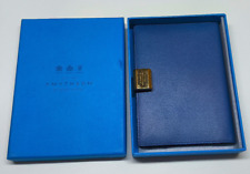 Smythson of Bond St blue leather travel passport wallet holder case boxed