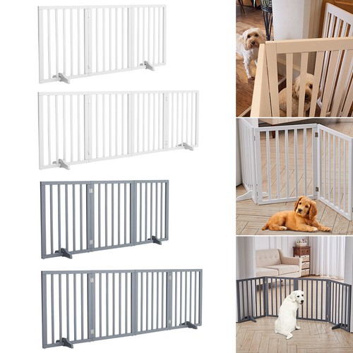 Wood dog gate pet barrier - dog,