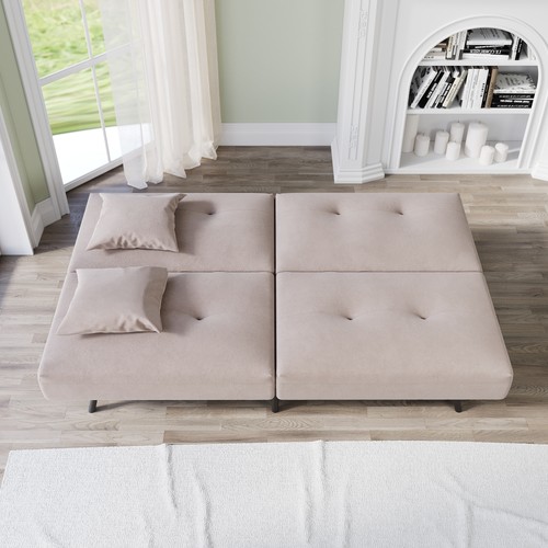 Khaki seater sofa bed velvet - seater,