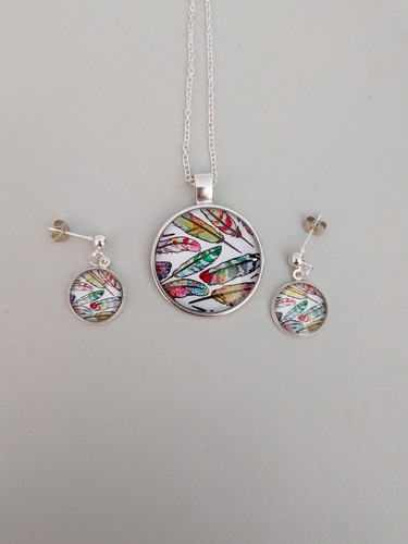 Feather pendant and matching - feather,