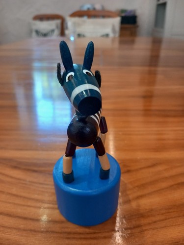 Wooden zebra thumb puppet - puppet, push