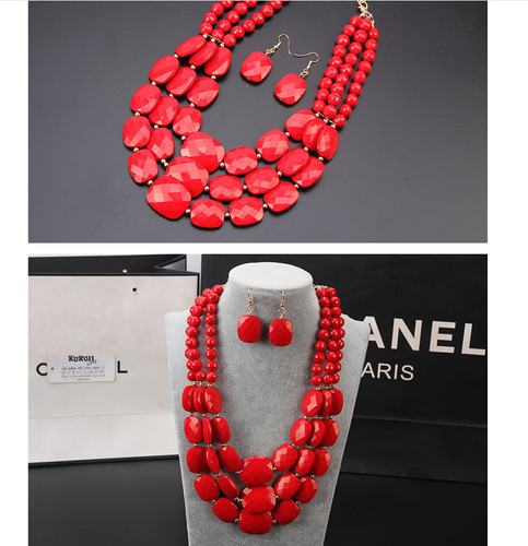 African red beaded bib - african,