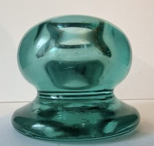 Stylish Antique Green Glass Dump Baluster Paperweight Inkwell Victorian