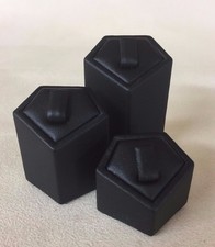 Set of 3 Ring Stands (Diamond Black) Jewellery Displays (3cm, 4cm & 5cm Height)