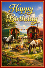 Horse birthday card gypsy - card,