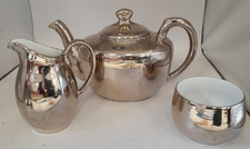 Royal Worcester Silver Porcelain Tea Set Teapot Creamer Sugar Pot A54 G285