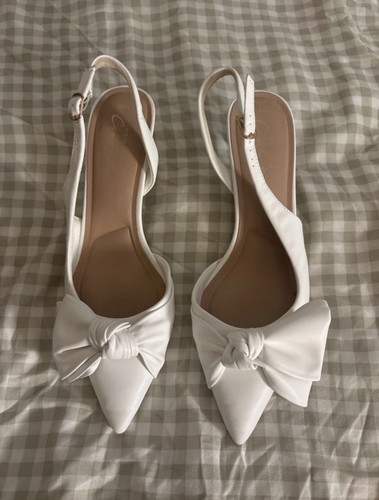 White bow kitten heels - white,