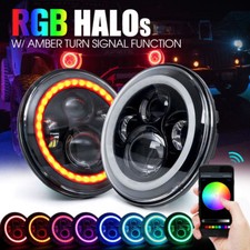 Classic Mini 7'' Silver Chrome LED Head Lights Halo Ring plug and play 1275 1.3