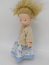 Doll With Wool Hair, 10" cute vinyl doll dressed waldorf style