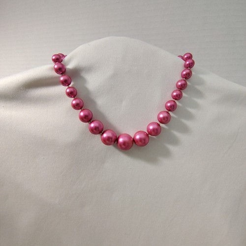 Necklace pink faux pearl - faux,