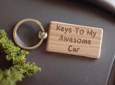 Car Keyring Gift On Keys To My Awesome Car Funny Cute Engraved Wooden Present