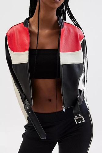 Multi color leather cropped - leather,