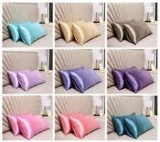 New 2PCS Pillowcase Silk Feel Satin Pillow cases Home Deco Bedding Cushion Cover