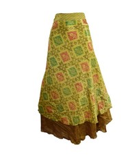 Sari Silk Wrap Skirt 2XL 72"