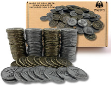 100x DnD Metal Coins + Bag