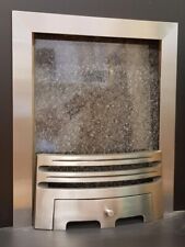 REPLACEMENT GAS FIRE SILVER BRUSHED STEEL CAST IRON FRET 3 PIECE MAGNETIC TRIM