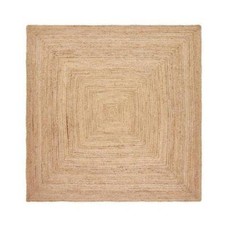 Rug Jute Square Shape Reversible 100% Jute Rug Braided Modern Rustic Look